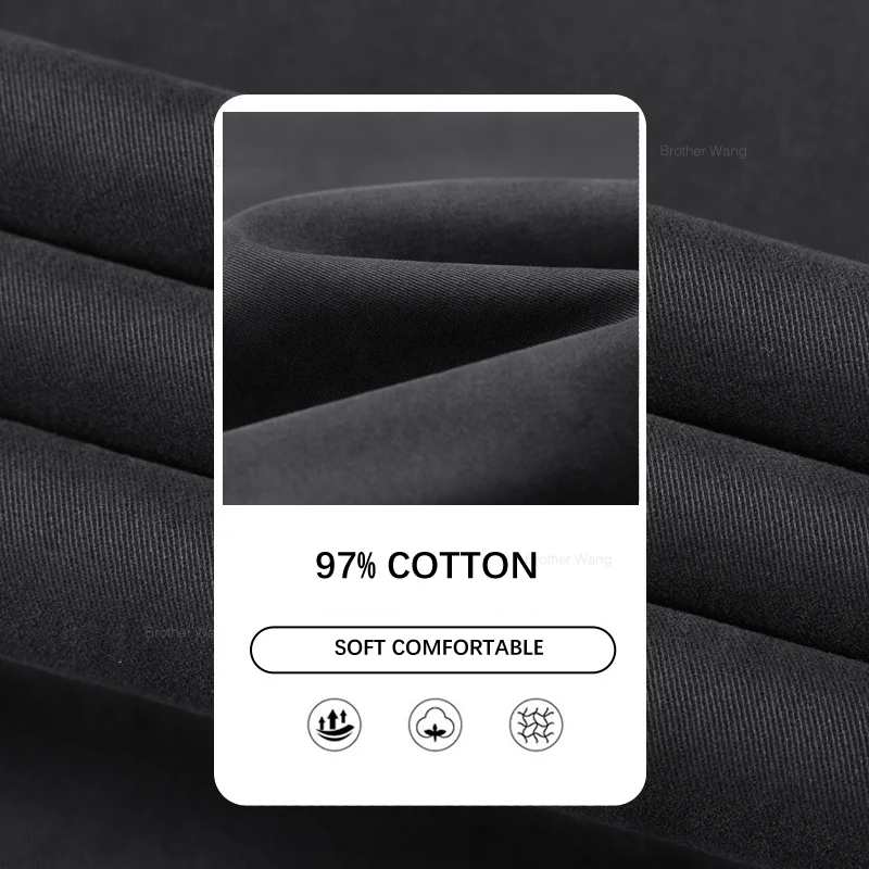 9 Color Men's Cotton Casual Pants Elastic Waist Slim Straight Solid Color Business Trousers Four Seasons Brand Male Clothes 2