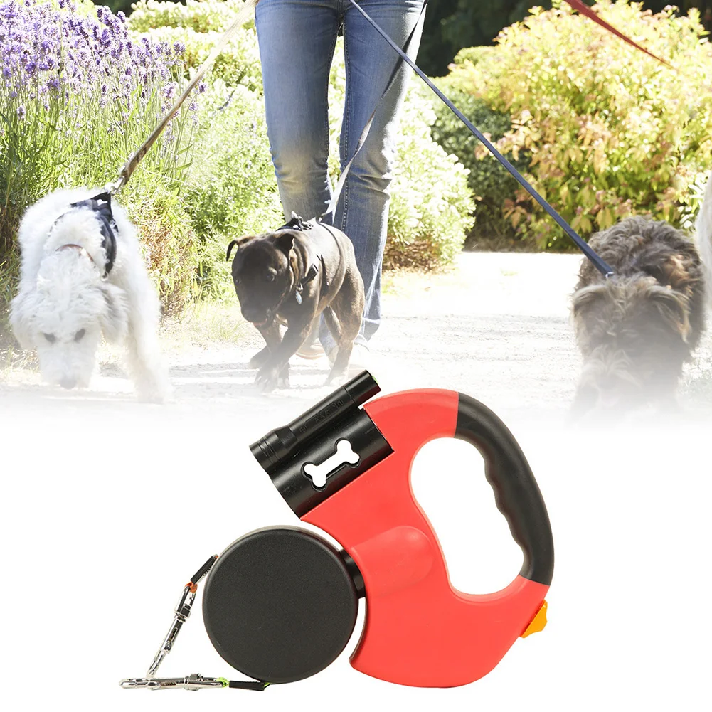 Double Dog Leash Retractable Roulette Leash Pet Walking Lead Small And
