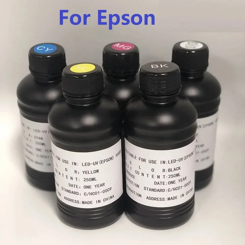 500ml UV ink for Epson xp600 tx800 i1600 i3200 4720 L1800 L1850 1390 UV Curing LED ink for Flatbed DTF Wall Printers