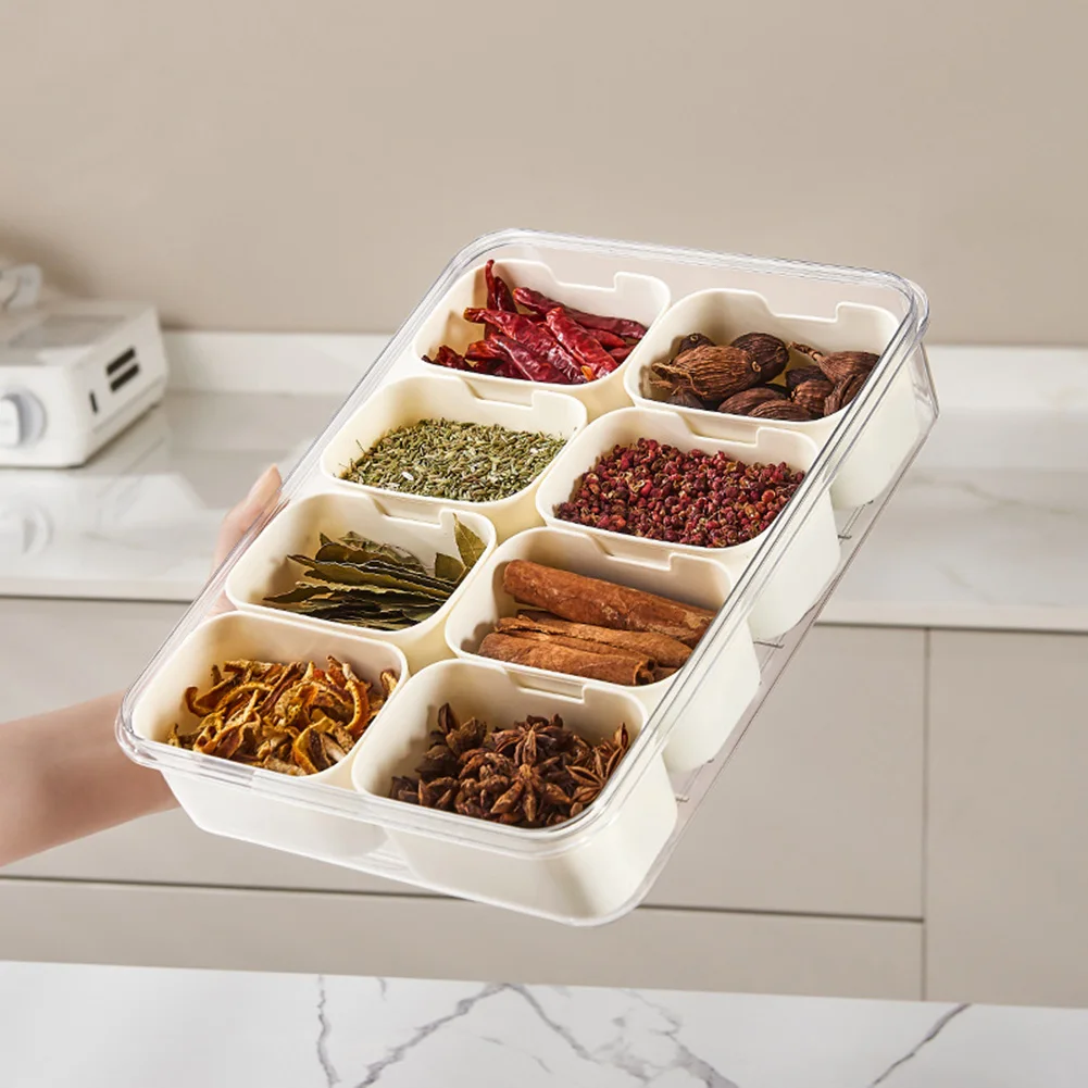 Kitchen Spice Condiment Storage Container For Candy, Fruits, Nuts Salt  Pepper Spice Compartment Organizer Box Tray With Lids - AliExpress