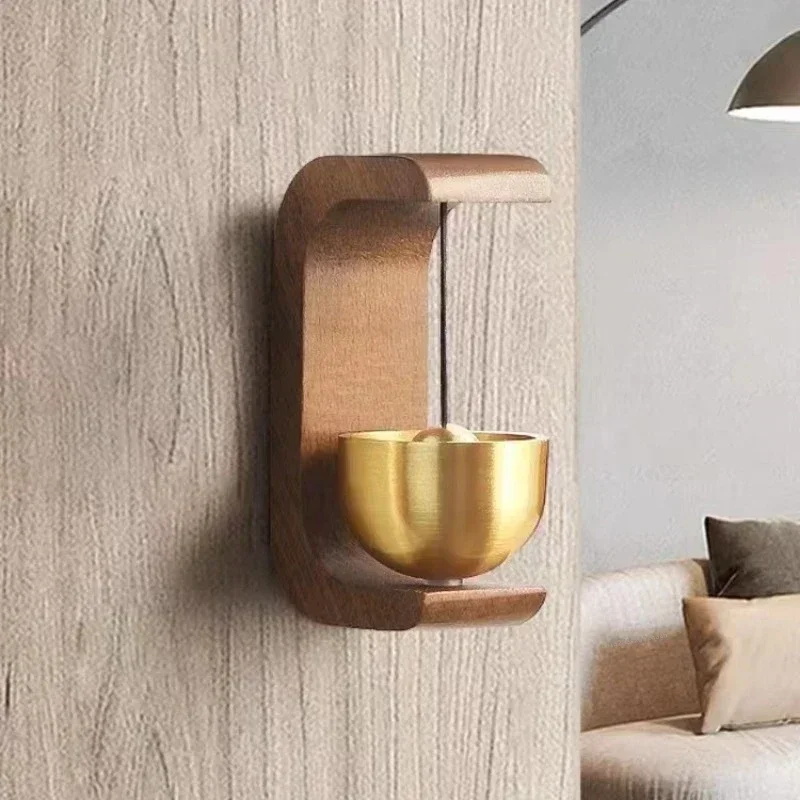 Brass Wooden Wireless Wind Chimes Entrance Doorbell Decoration Bedroom Pendant Meditation Small Bell Hangings wind bell wind chimes wind chime brass bell