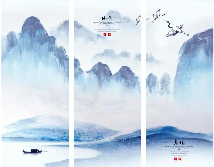 

MT4003 Chinese Style boat landscape Decorative Print Art Canvas Poster For Living Room Decor Home Wall Picture