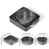 Lot de 3 Moules à Gâteau en Acier Carbone – Formes Cœur, Rond et Carré avec Fond Amovible 6