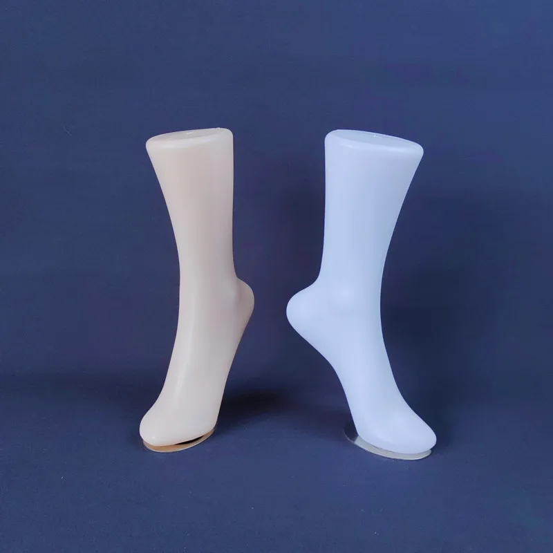 White Skin Plastic Man and Women Foot Mannequin Magnet Standing Foot Model Shoes Socks Display Props