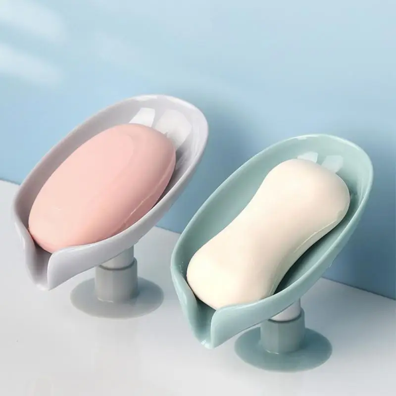 Leaf Shape Soap Dish Drain Soap Holder Bathroom Shower Soap Box sponge Storage Plate Tray Bathroom Supplies Bathroom Gadge