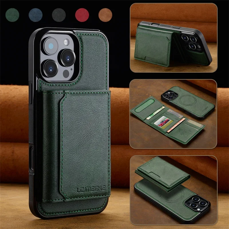 Premium Wireless Charging PU Leather Phone Case with Magnetic Flip and Card Holder