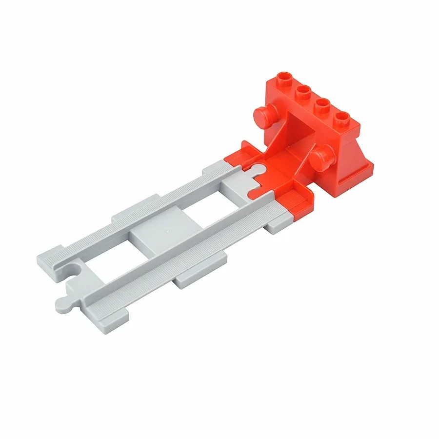 Large Track Railway Brick Transport Train Car Accessory Set with Switches, Straights, Curves, and Uphill Rails Building Blocks