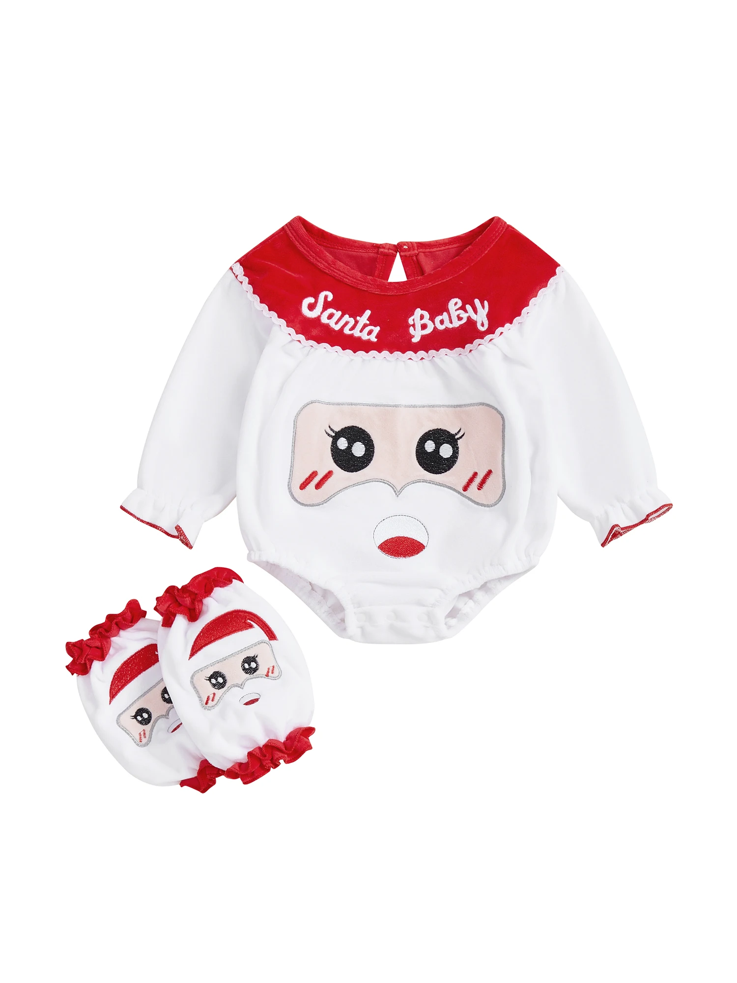 Infant Holiday Ensemble Cozy Knit Sweater and Pants Set with Festive Embroidery and Matching Booties 3 Pcs Outfit