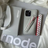 Rhode Lipstick Phone Case for iPhone 16 15 13 12 11 14 Pro Max Plus Soft Liquid Silicone Cover with Lipstick Set Shopping Box 2