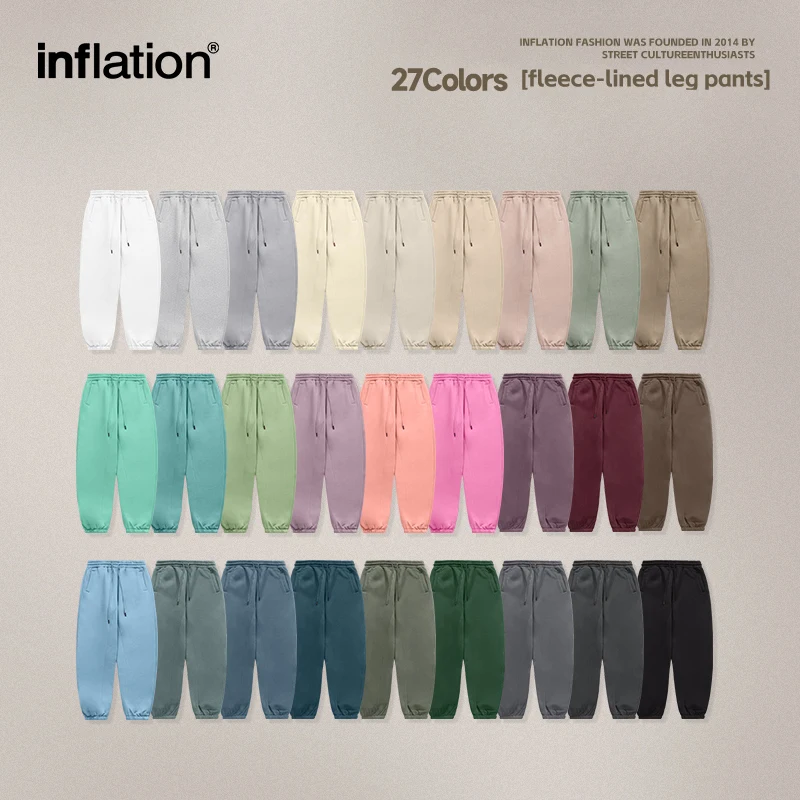 Sport jogging trousers fleece sweatpants INFLATION winter thick fleece lined jogger pants unisex candy color drawstring waist comfortable sweatpant mens track pant