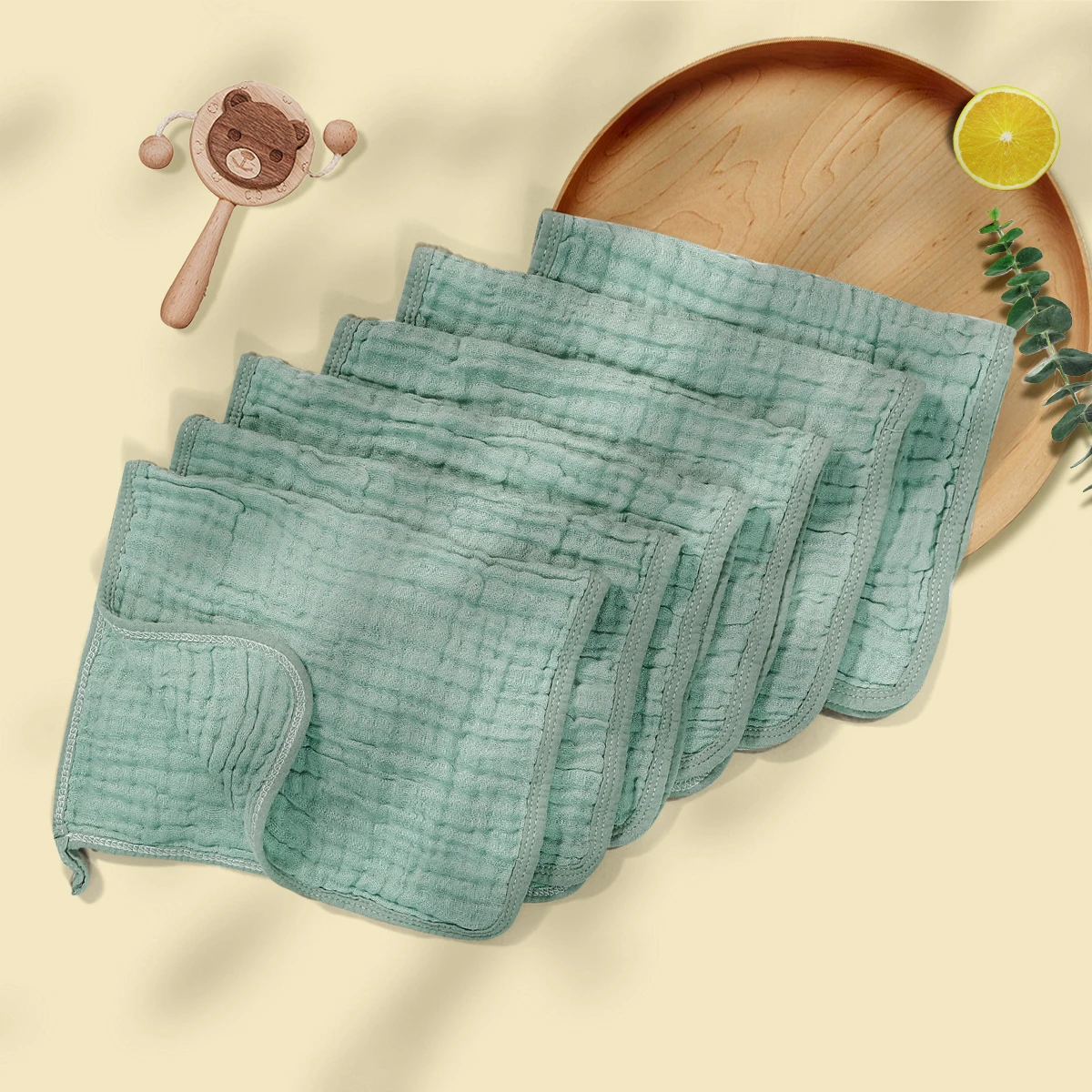 6 Pcs/Set Baby Towel 100% Cotton Soft Farbic Washable Reusable Solid Colors Kid Face Wash Wipe Hand Newborn Stuff Handkerchief