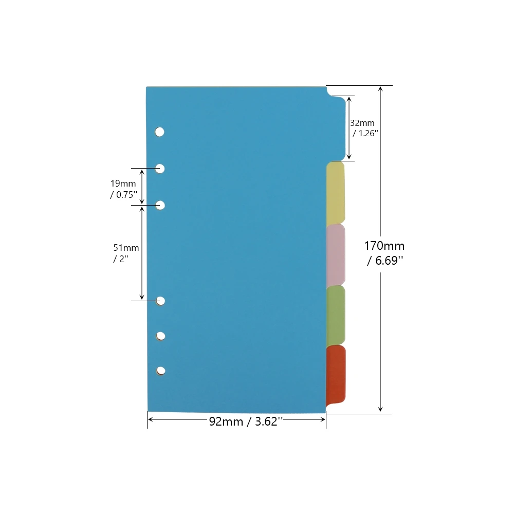 A6 Binder Index Dividers 5 Tabs 6 Hole Punched Binder Divider Planner Filler Paper Inserts Loose Leaf Sheet Index Page
