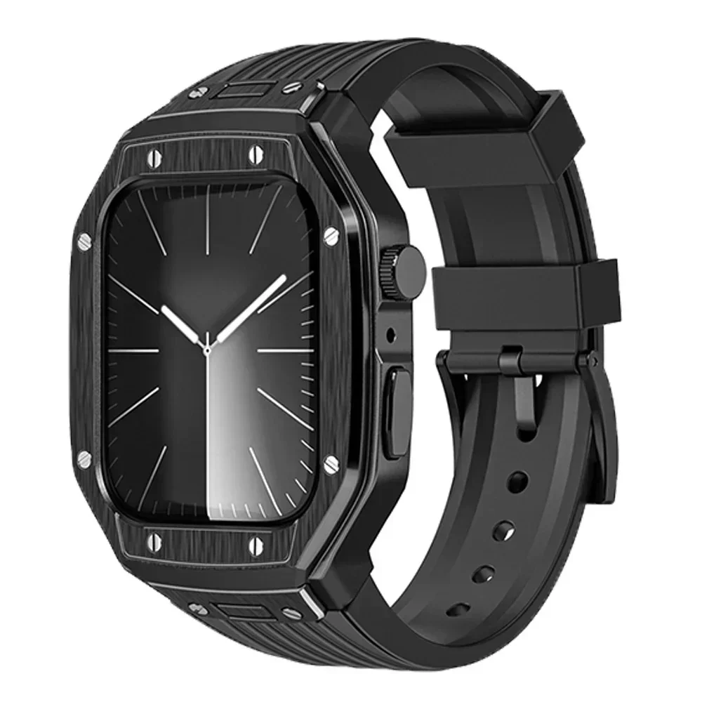 Luxury Metal Case & TPU Strap Kit for Apple Watch - Premium Replacement Accessories