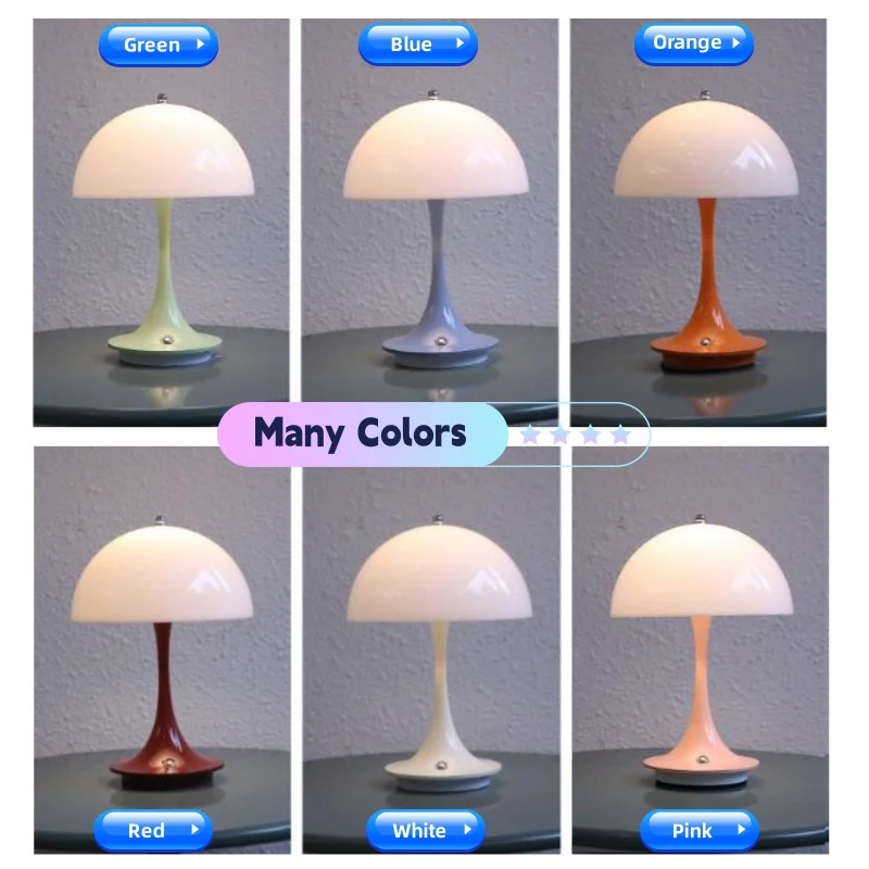 USB Small Desk Lamp 3-Color LED Light Source Switching Acrylic Lampshade ABS/PC Lamp Body Built in 1800mAh Battery Bedside
