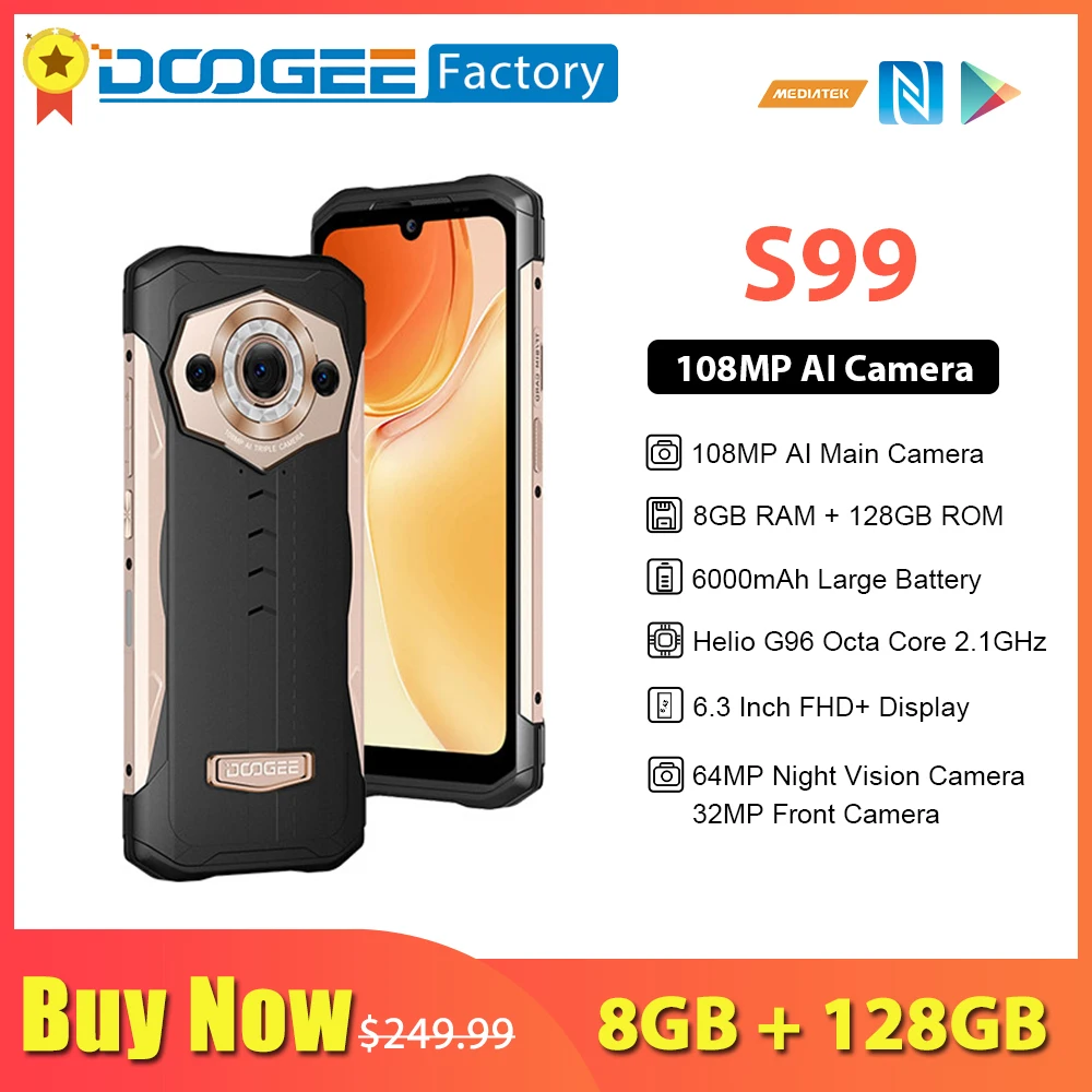 DOOGEE S99 Rugged Smartphone 108MP AI Camera 8GB 128GB Octa
