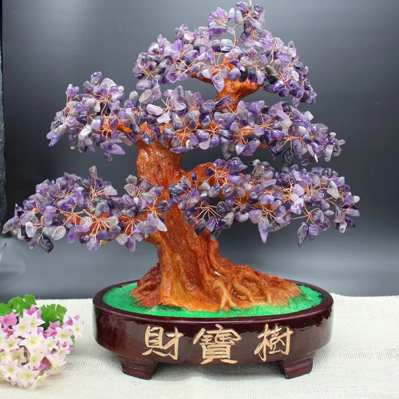 Natural amethyst fortune tree decoration living room television cabinet home decoration crafts gifts desk decoration Wedding