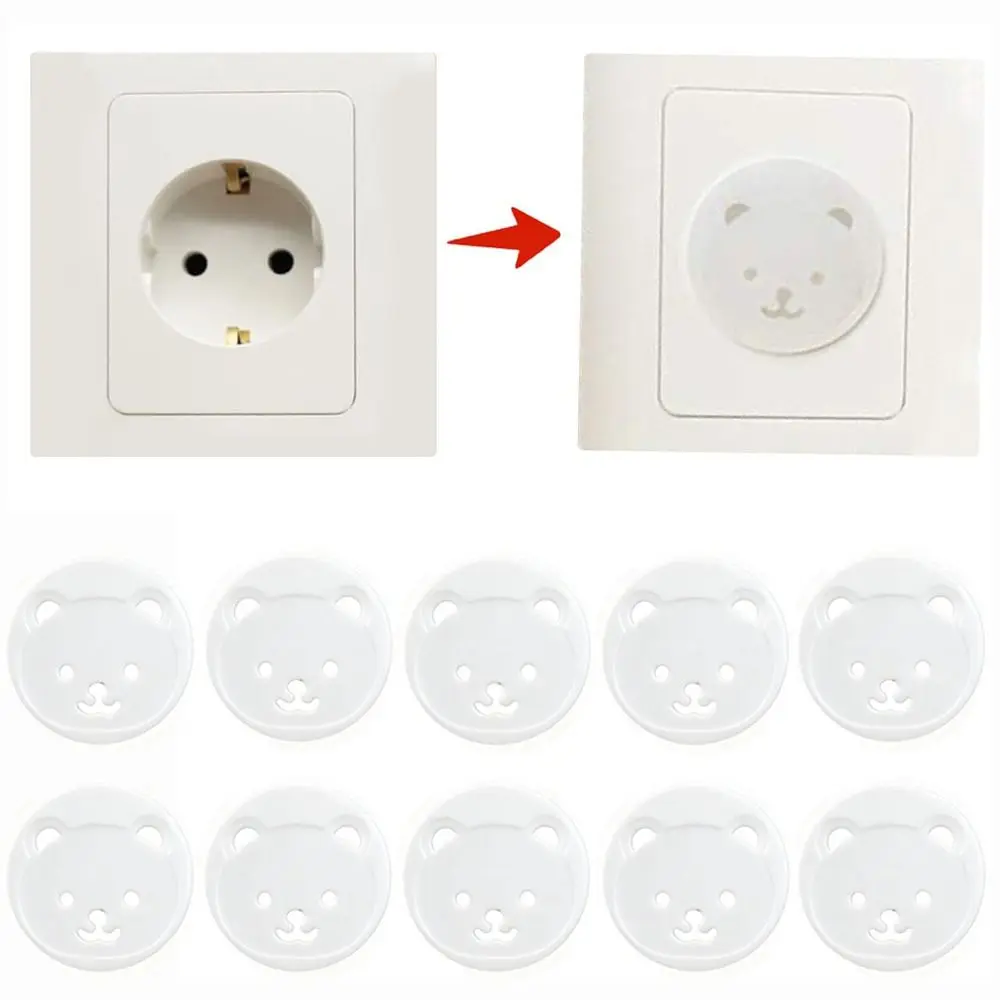 New Plastic Electric Outlet Cover Bear Two Phase Safe Lock Cover Electrical Outlet Protectors Unisex Safety
