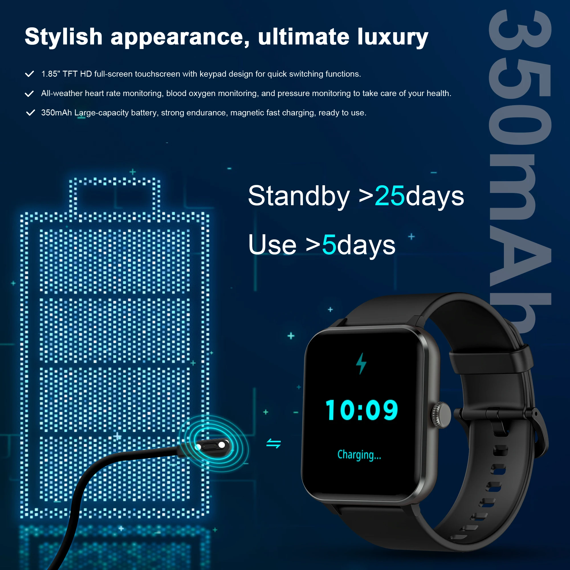 Blackview R50 smartwatch (Bluetooth call), voice assistant, large screen, women's health, sweat resistant aluminum alloy case si 4