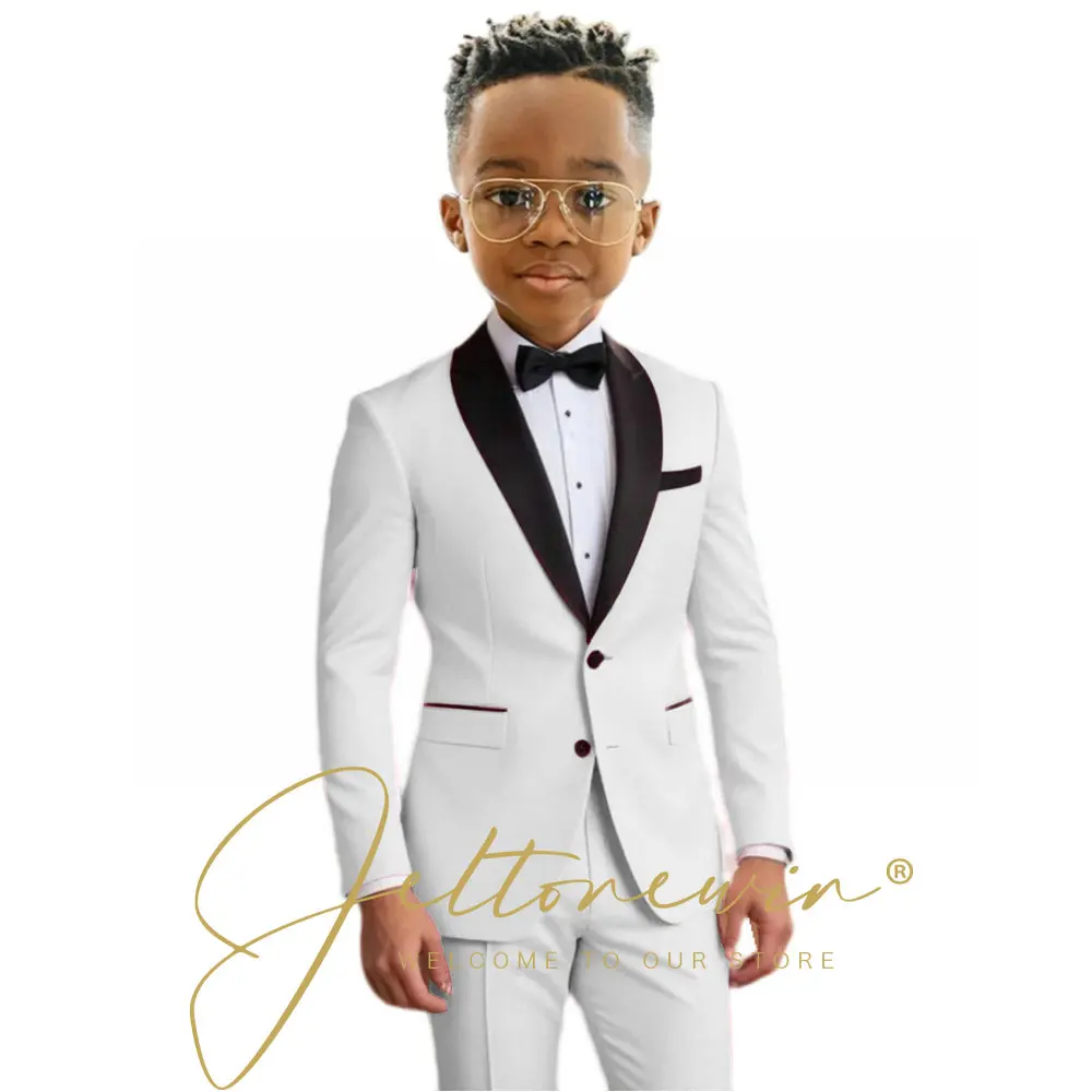 Charming Pink Boys' Two-Piece Formal Tuxedo Set with Shawl Lapel Blazer and Slim Fit Pants