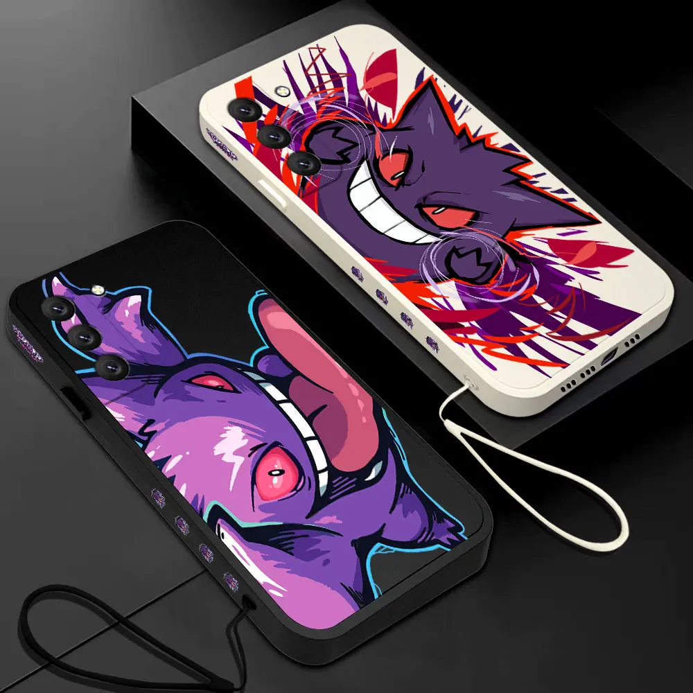 

Anime Pokémon Gengar Phone Case For Samsung A53 A50 A12 A52S A51 A72 A71 A73 A81 A91 A32 A22 A20 A30 A21S 4G 5G with Hand Strap