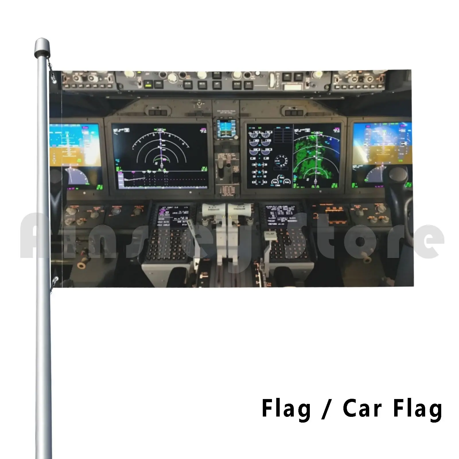 B737Max Cockpit View Outdoor Decor Flag Car Flag Fly Airplane Boeing 737 B737 Cockpit Crew Pilot Sky Cabin Fly Screen
