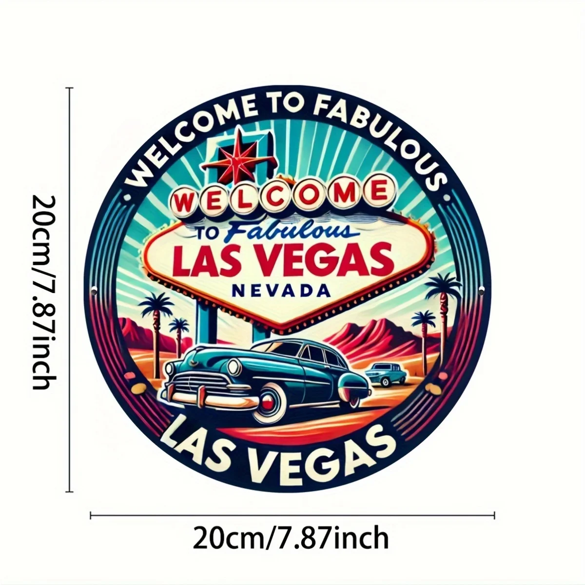 Retro-Wandkunstschild aus Las Vegas aus Holz – Retro-Dekoration, willkommen im mythischen Nevada, für Heim- und Bardekoration – Detail 1