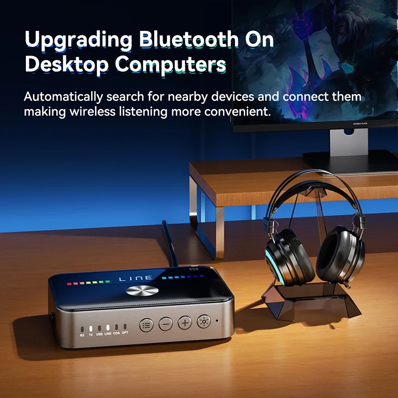 VIKEFON DAC Wireless Adapter Bluetooth 5.3 Audio Transmitter Receiver Digital to Analog Converter Low Latency NFC Lossless Music