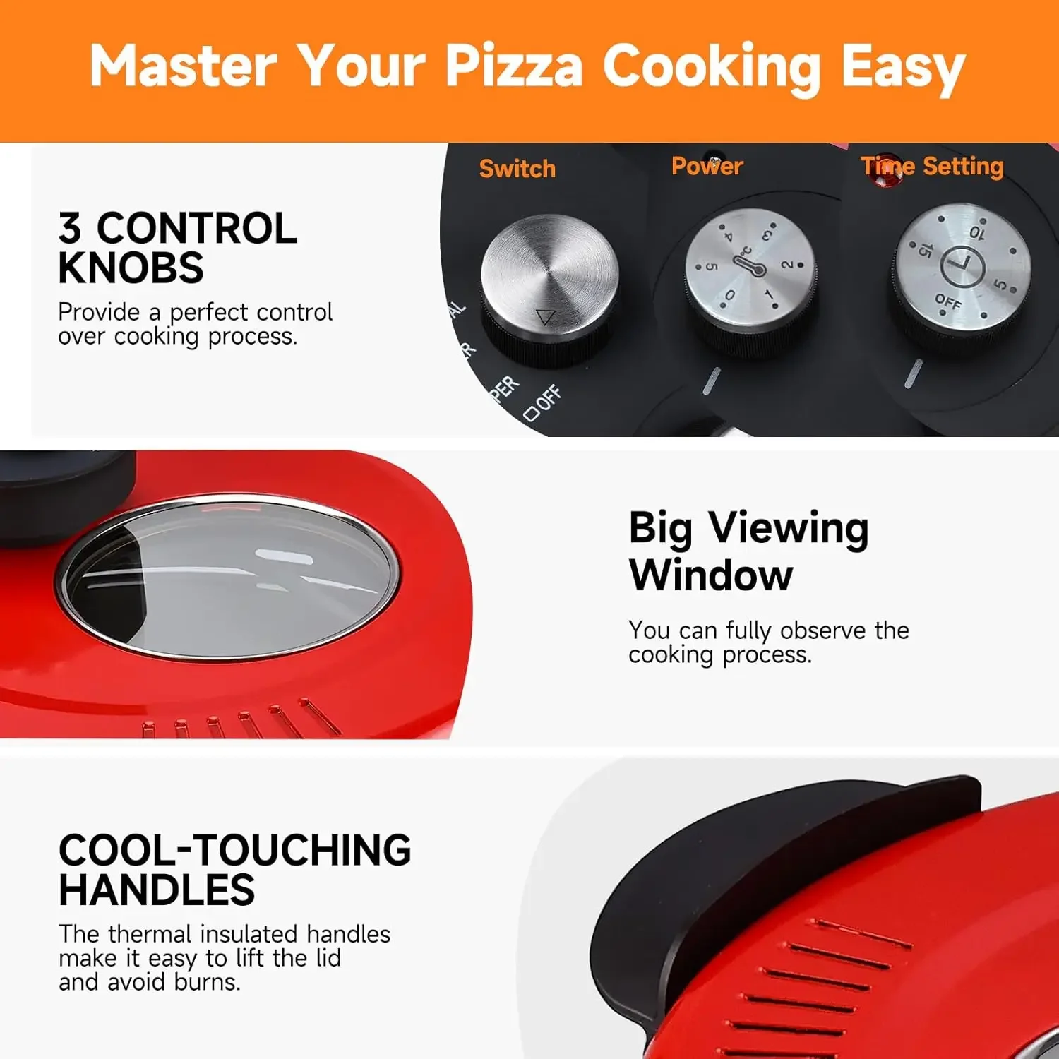 Davivy 16" Indoor Pizza Oven with Stone & Grill Pan, Large Electric Pizza Oven Countertop with Timer, Window, Make