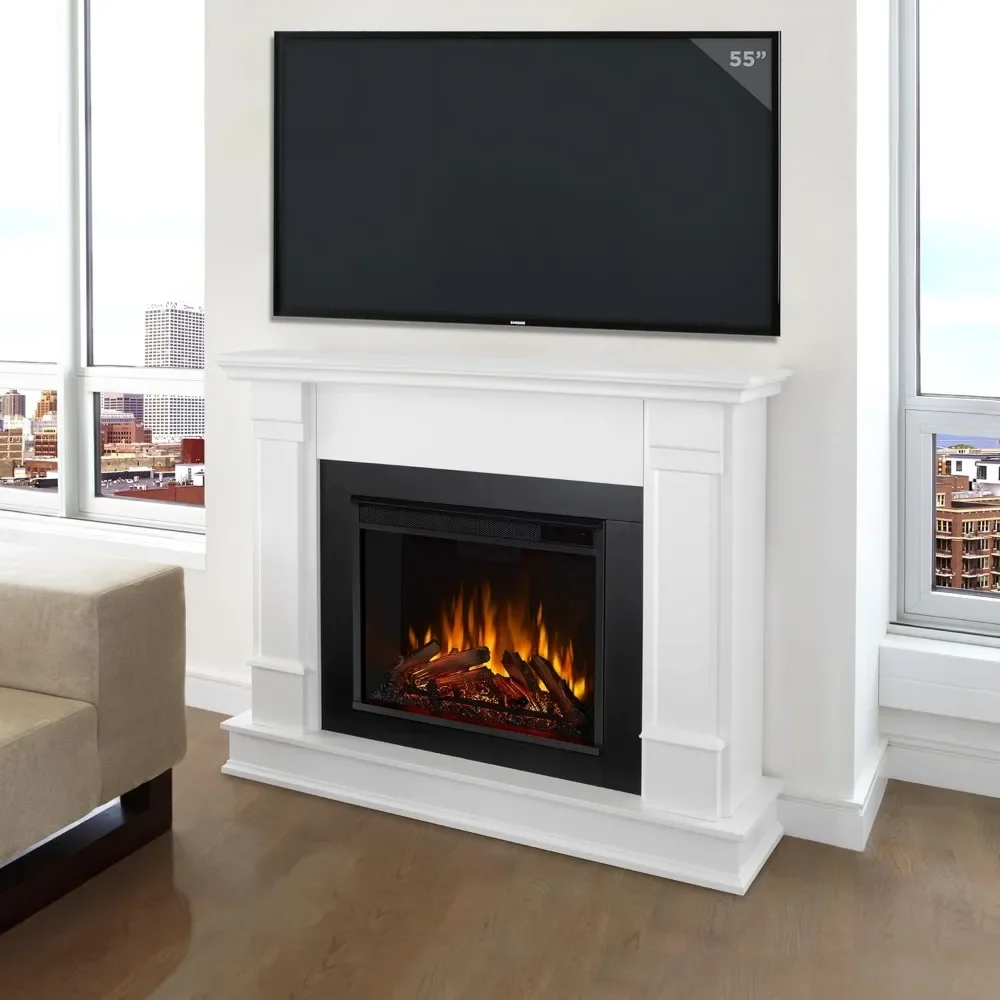 48” Electric Fireplace with Mantel for Living Room or Bedroom,Replaceable Fireplace Insert Heater,Realistic Log and Flame Effect 4