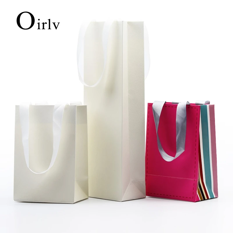 

Бумажные пакеты Oirlv для упаковки ювелирных изделий, белые бумажные пакеты для ювелирных изделий с логотипом под заказ, зеленые портативные бумажные пакеты, упаковочные пакеты для ювелирных изделий