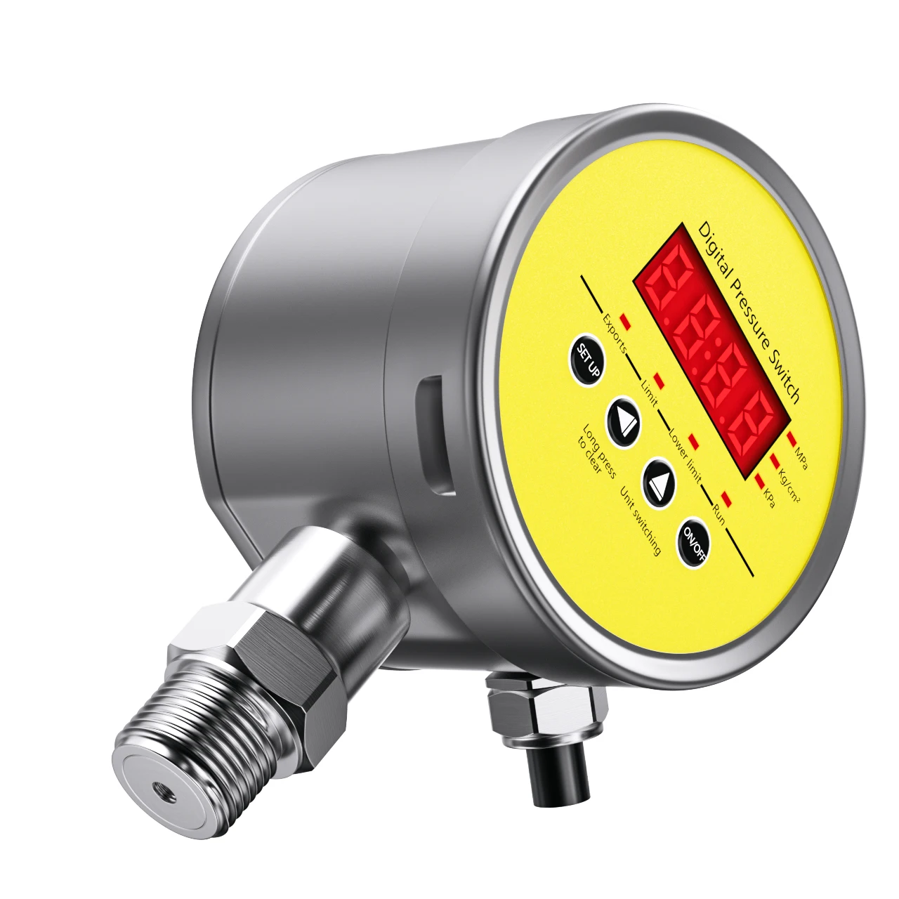 Stainless Steel Pressure Switch 2 Relays LED Digital Pressure Transmitter Meter Intelligent Alarm Controller
