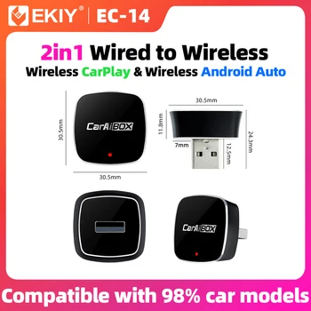 EKIY 2in1 Wireless CarPlay Dongle Wireless Android Auto Adapter AI Smart Box Car Intelligent Systems For Car With Wired CarPlay 1