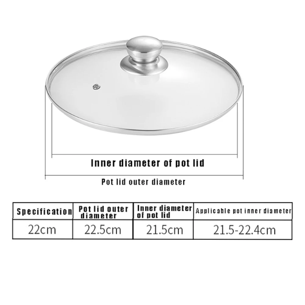 Shatter-Proof Tempered Glass Pot Lid with Stainless Steel Rim for Versatile Home Cooking