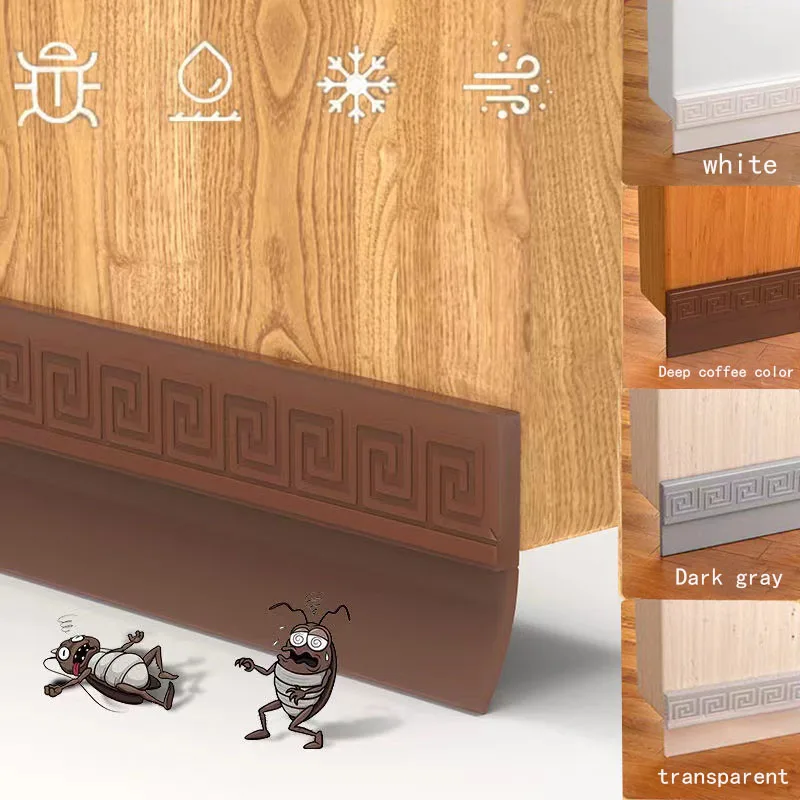 New 4 colors Under Door Draft Stoppers Weather Stripping Self Adhesive Seal Strip Energy Saving Wind Blocker Window Sealing Gap