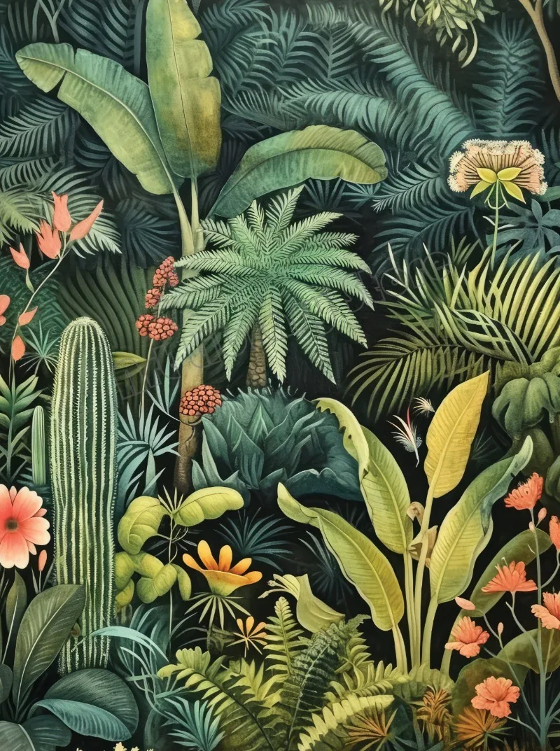 Tropical Jungle Wildlife Botanical Canvas Art Wall Decor