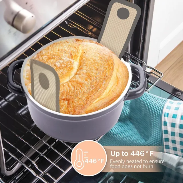 Reusable Silicone Bread Sling for Dutch Oven Baking Mat Long Handles Non-Stick Liners for Transferable Dough Pastry Supplies 4