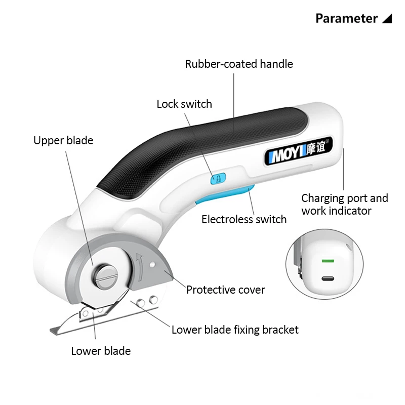 New Cordless Electric Tailor Scissors USB Charging Lithium-Ion Portable Home Tailor Electric Scissors for Cutting Fabric/Leather 3