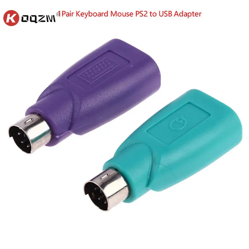 

2pcs Converter Keyboard Mouse PS2 PS/2 To USB Adapter Converter For Usb Keyboard Mouse Accessories Purple +Green