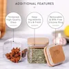 5oz Airtight Square Spice Containers with Bamboo Lid Labels Storage Stackable Spice Jar,Kitchen Canister for Sugar,Tea,Flour 3