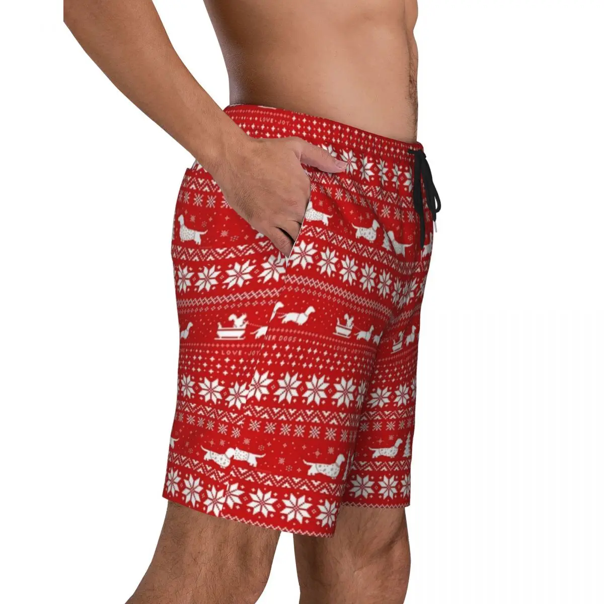 Swimsuits Christmas Print Gym Shorts Summer Dachshunds Cute Hawaii Board Short Pants Men Custom Sports Fast Dry Beach Trunks 2