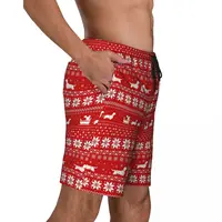 Swimsuits Christmas Print Gym Shorts Summer Dachshunds Cute Hawaii Board Short Pants Men Custom Sports Fast Dry Beach Trunks 2