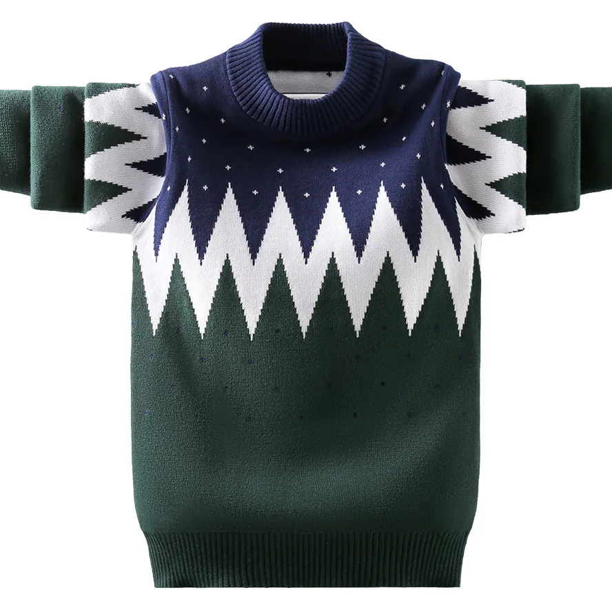 

Teenager Boys Warm Sweater Autumn Winter Kids Jacquard Weave Knitted Pullovers For Children's Age 5-15 Years Clothes