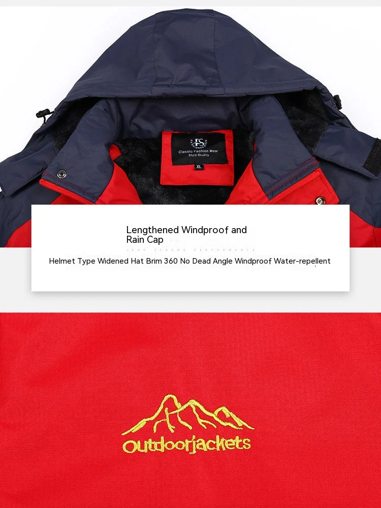 Men's Hardshell Jacket Plus Fleece Winter Outdoor Thickened Padded Jackes Windproof Waterproof Sports Jacket Warm Coats