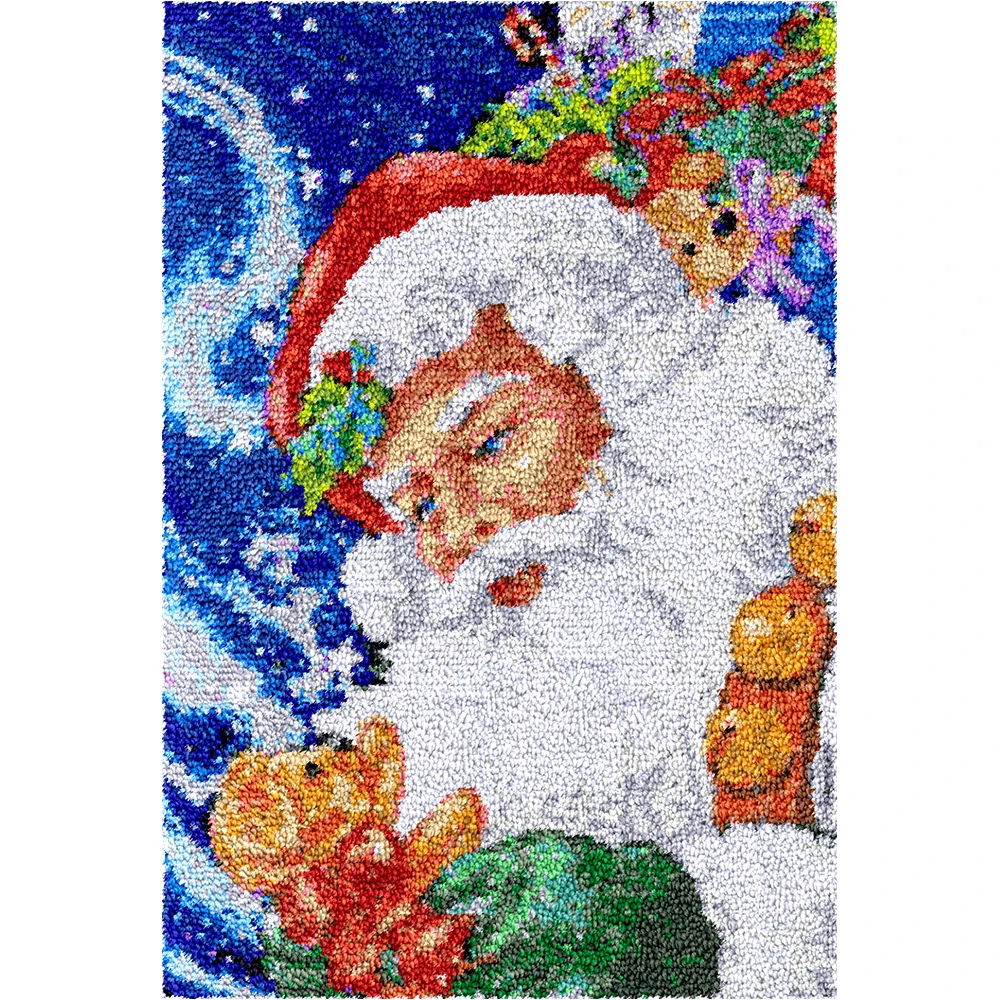 

3D Latch Hook Kits Rug,with Printed Canvas,Christmas Decor Carpet Embroidery Tapestry Cross Stitch Kit DIY Handmade Rug Cushion