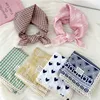 Cotton Linen Lace Edge Square Scarves 60cm Kerchief Neckerchief Bandanas Women Casual Neck Scarf Plaid Print Geometric Pattern 5