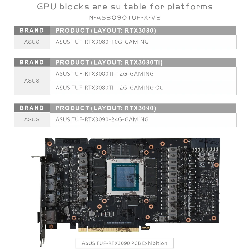 bykski asus 3090 3080 strix両面water block Bykski Water Block use for ASUS TUF RTX 3080 / 3090 10G