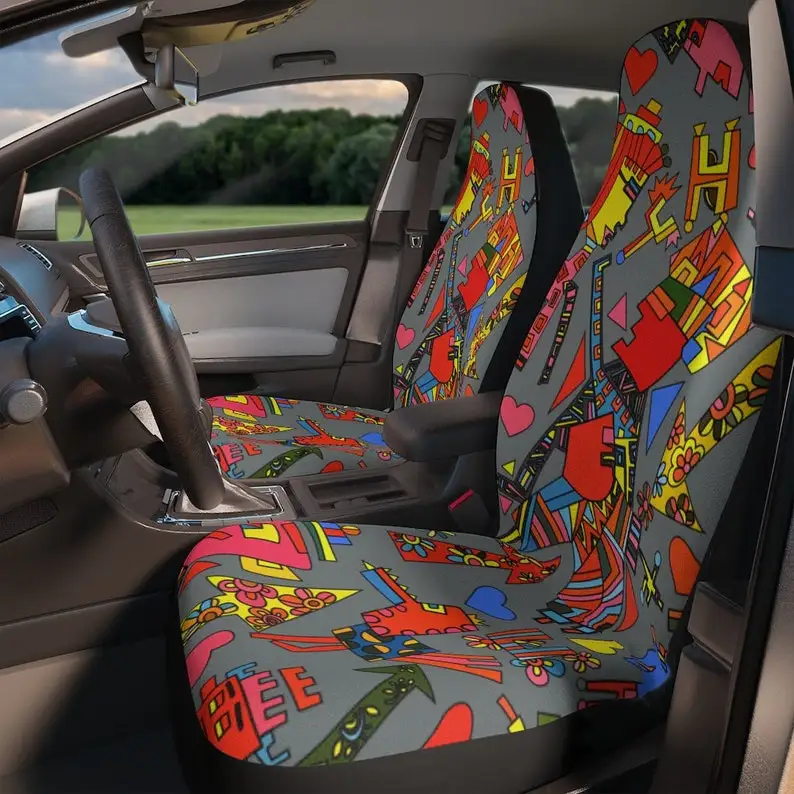 

Comic Funnt Car Seat Covers, Universal Car Seat Cover, Funky Car seat cover, Pop Art Car chair covers fits all kind of Car seats