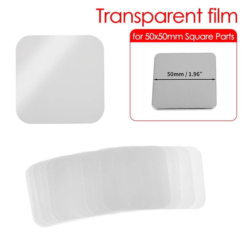 Badge Parts Button Making Supplies 500PCS Square Badge Transparent Films Fridge Magnets Films for 50MM Button Maker 50x50mm Square Badge Button Top Cover