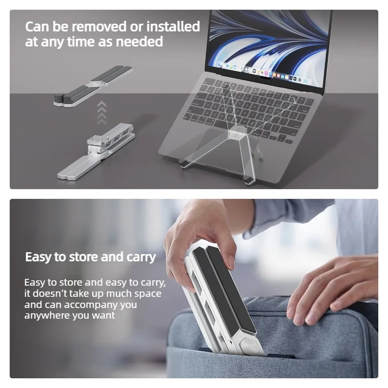 책상용 2-in-1 분리형 노트북 스탠드, 금속 접이식 노트북 라이저 홀더, 휴대용 데스크탑 태블릿 스탠드, 10-15.6인치 노트북용