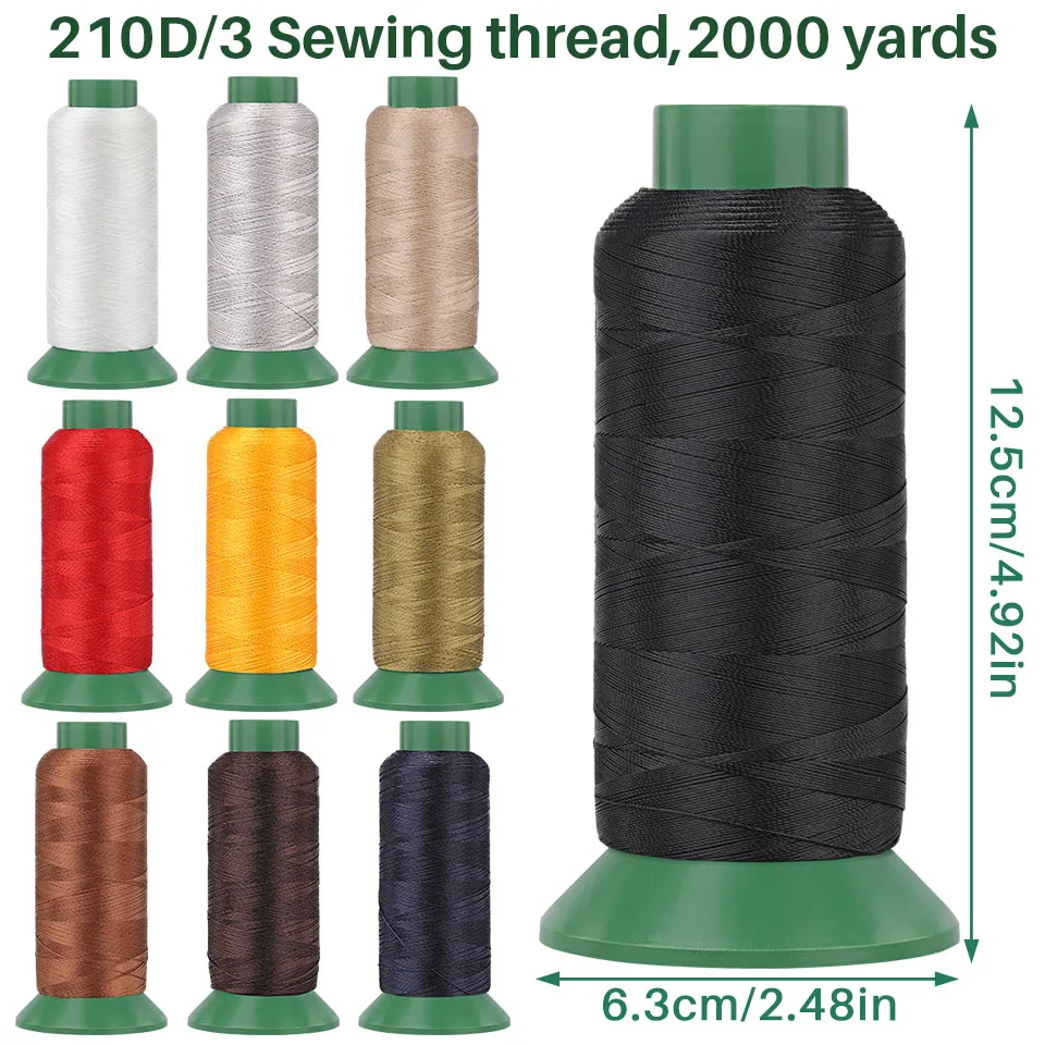 2000 Yards 210D Sewing Machine Thread Large Roll Handmade Nylon Rope High-strength Silk Light Silk Cords for Sofa Leather Jeans